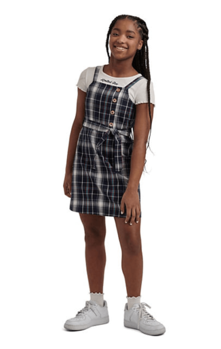 back to school girls clothes - plaid jumper dress